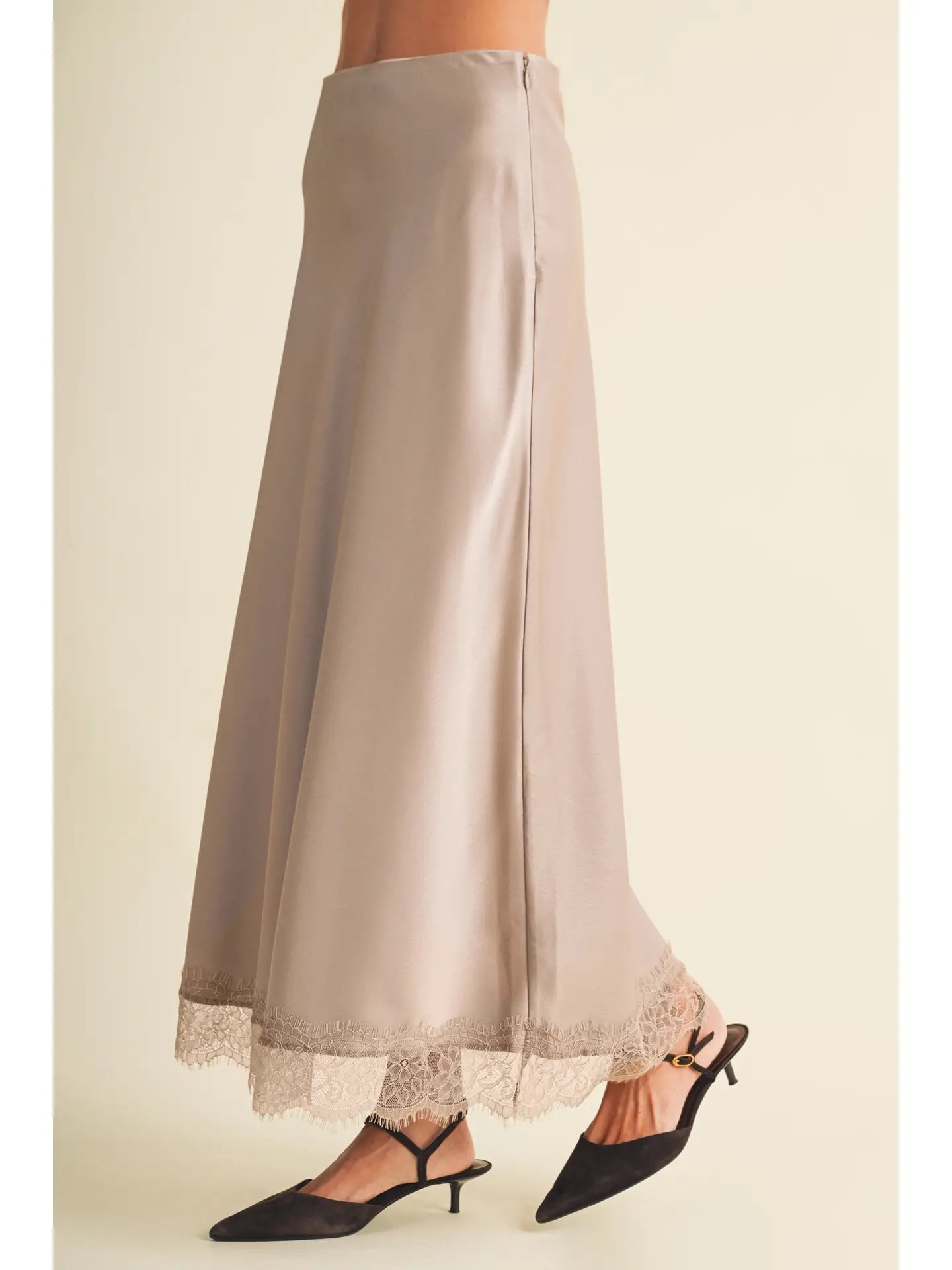 Mushroom Satin Slip Skirt