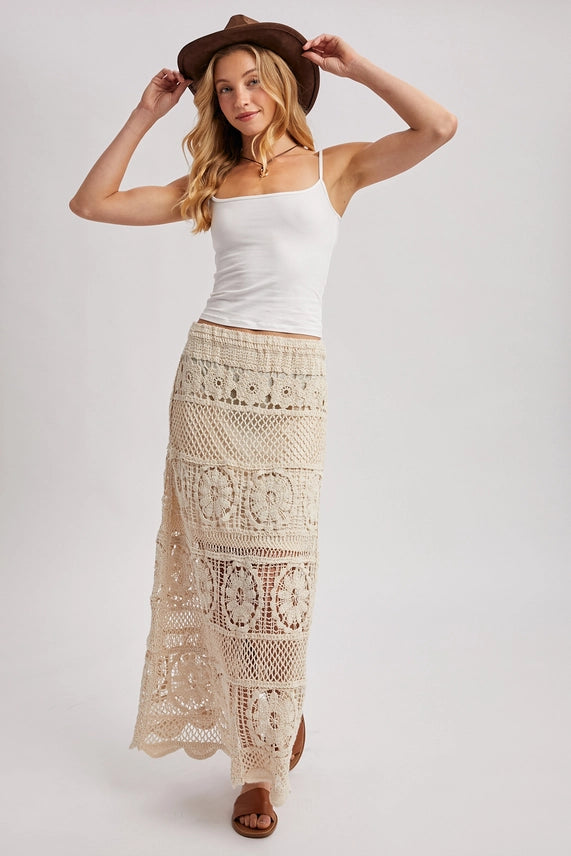 Crochet Knit Midi Skirt