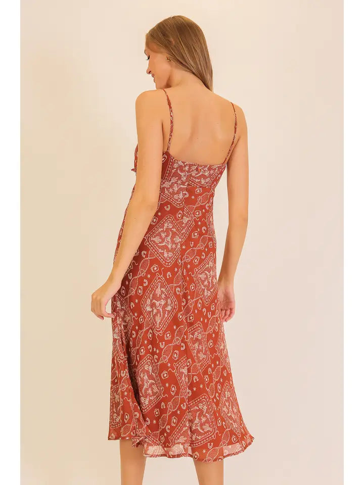 Western Bandana Midi Dress
