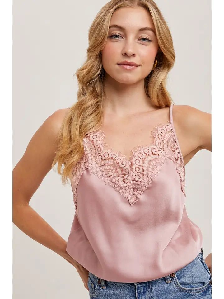Rose Silky Lace Cami