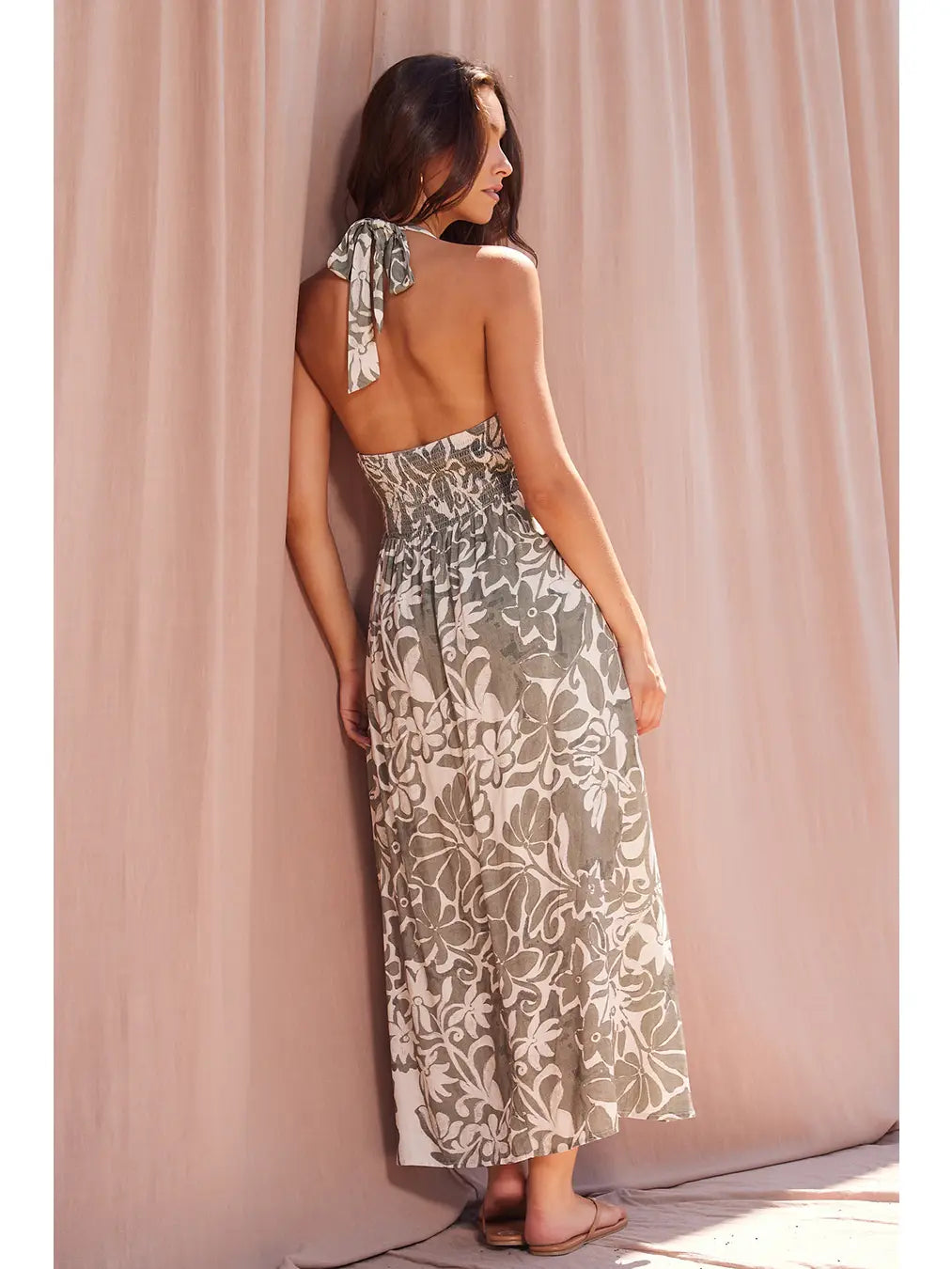 Ash Olive Floral Maxi Dress