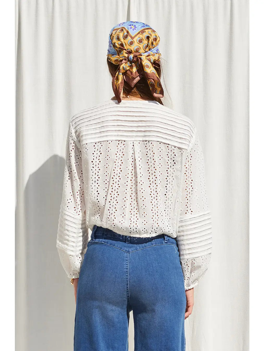 Eyelet Drawstring Blouse
