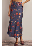 Midnight Floral Print Slip Skirt