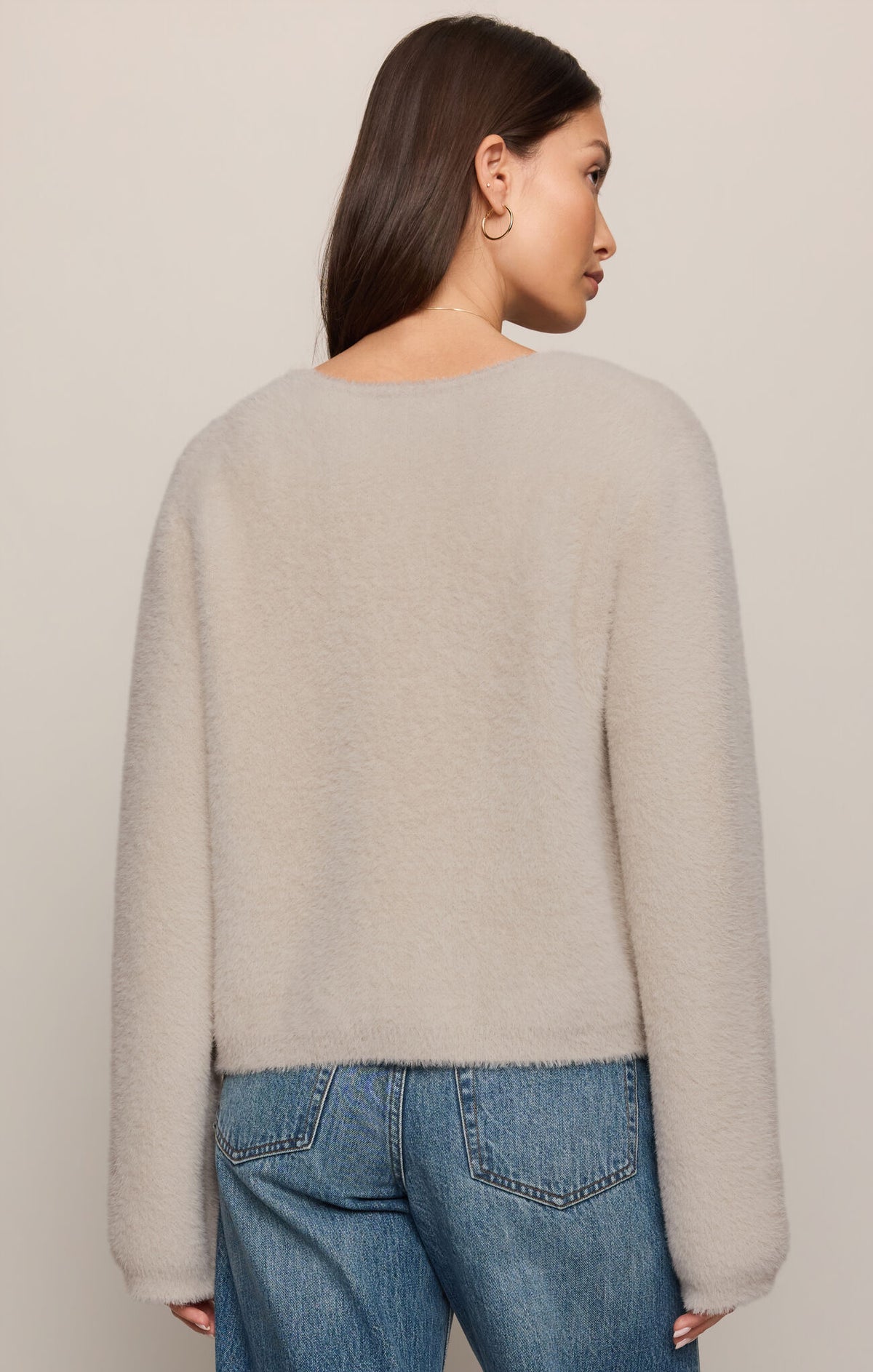 Winterglow Fluffy Cardigan- Frosted Pearl