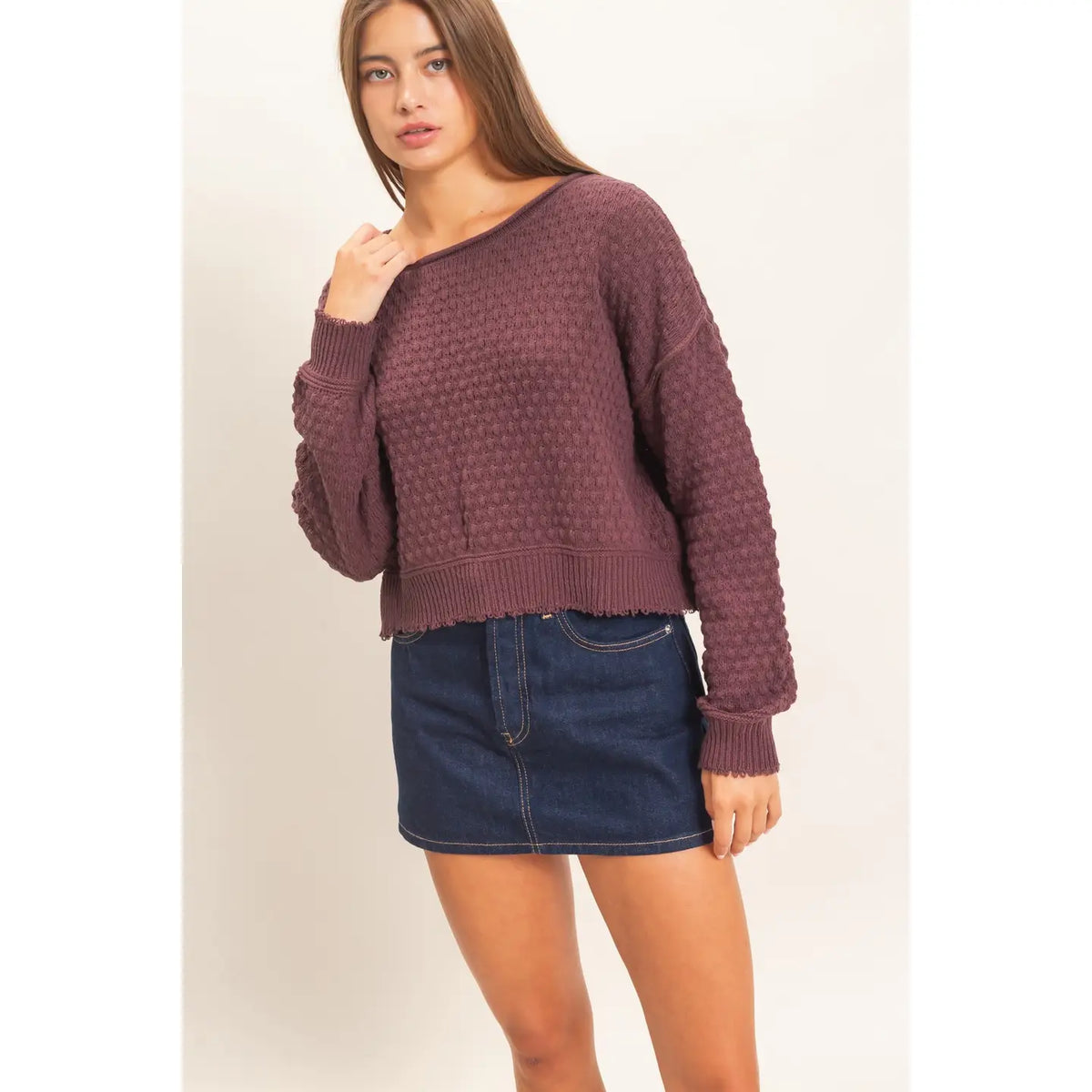 Textured Boatneck Sweater