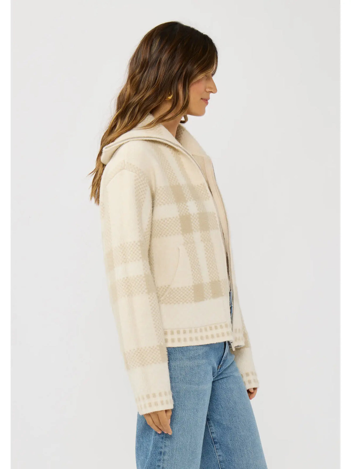 Plaid Bomber Jacket - Ivory