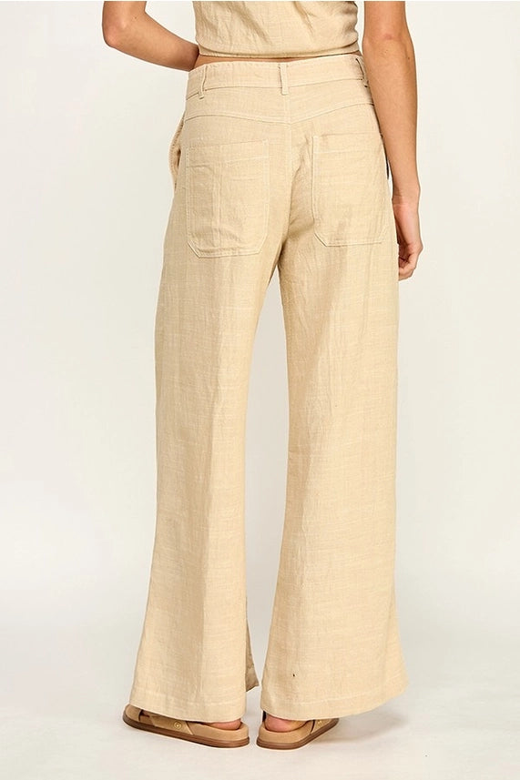 Stitched Linen Wide Leg