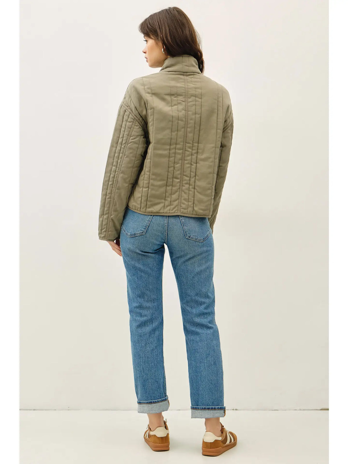Garment Washed Quilted Jacket - Sage