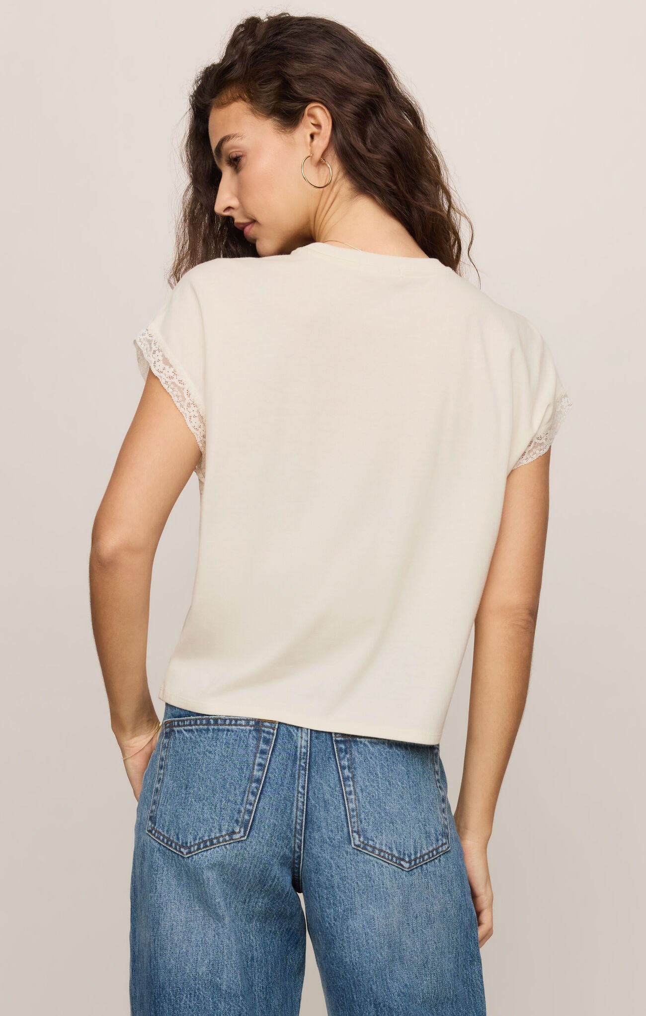 Marika Lace Trim Muscle Tee - Cloud