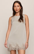Meadow Muse Lace Mini Dress - Frosted Pearl
