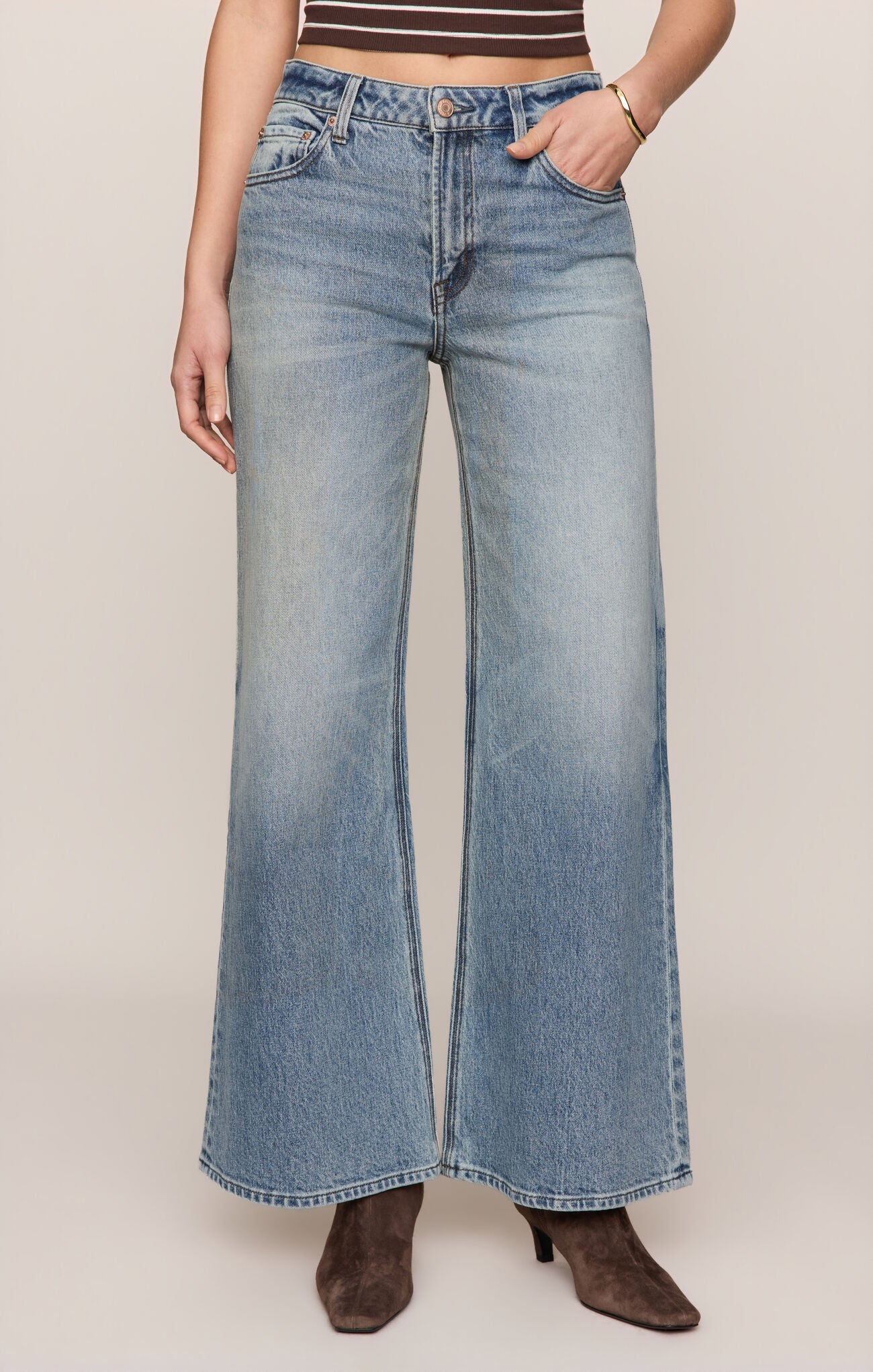 The Stunner Mid Rise Wide Leg  - Downtown